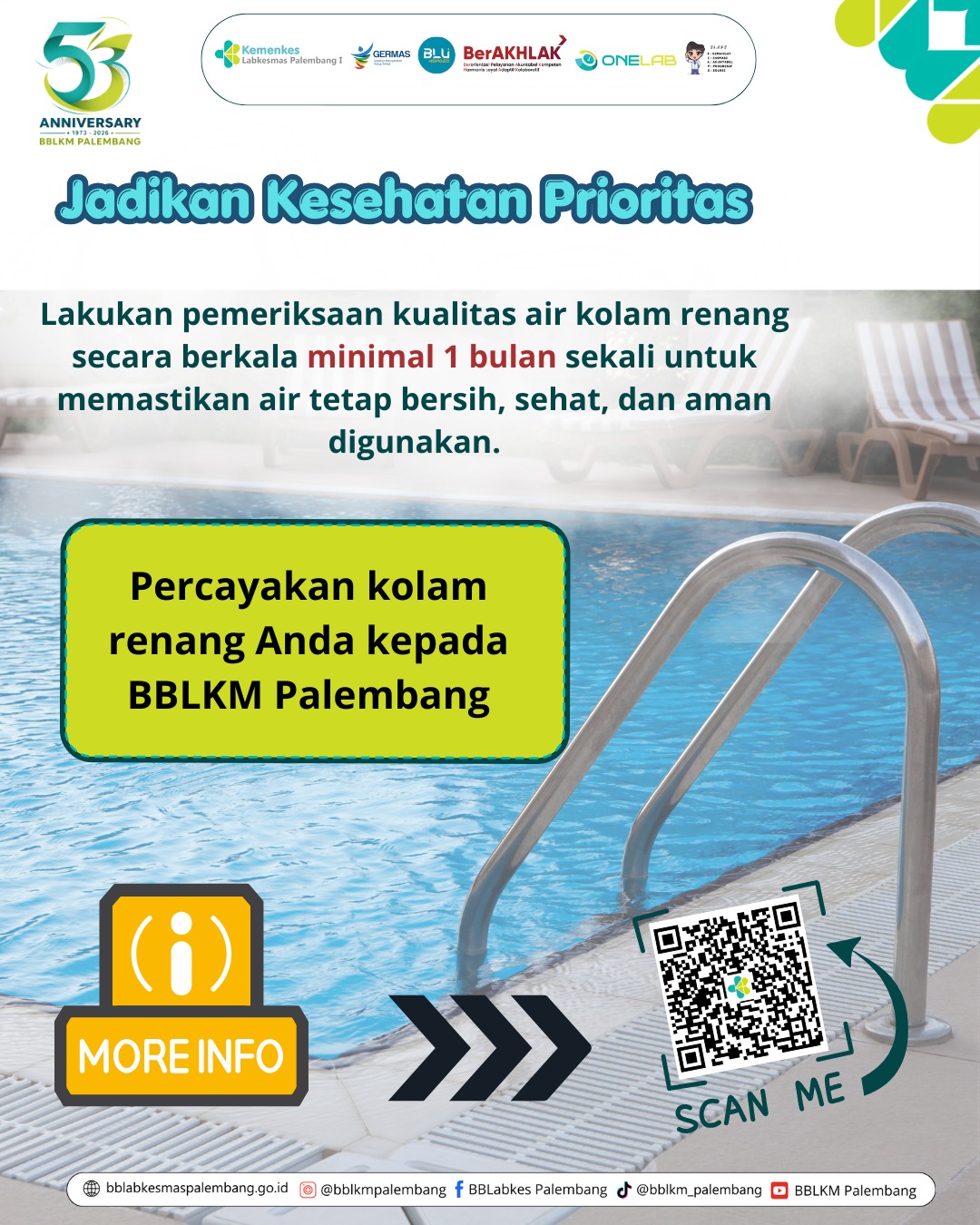 BBLKM Palembang Hadirkan Layanan Pemeriksaan Kualitas Air Kolam Renang untuk Menjamin Keamanan Pengunjung